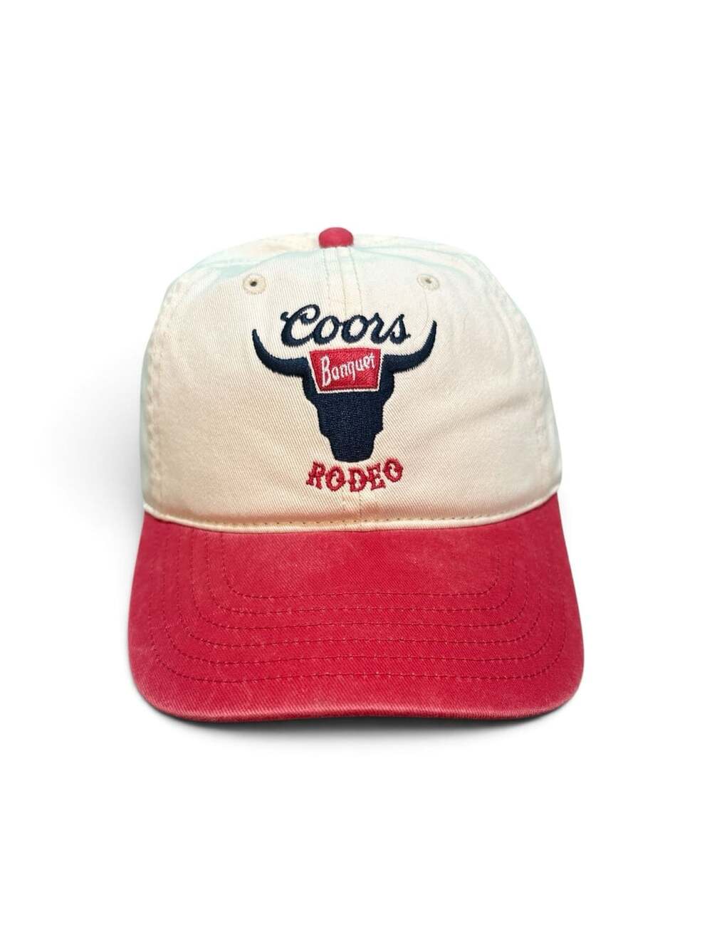 Coors Banquet Rodeo Bull Head Adjustable Hat Cream Red